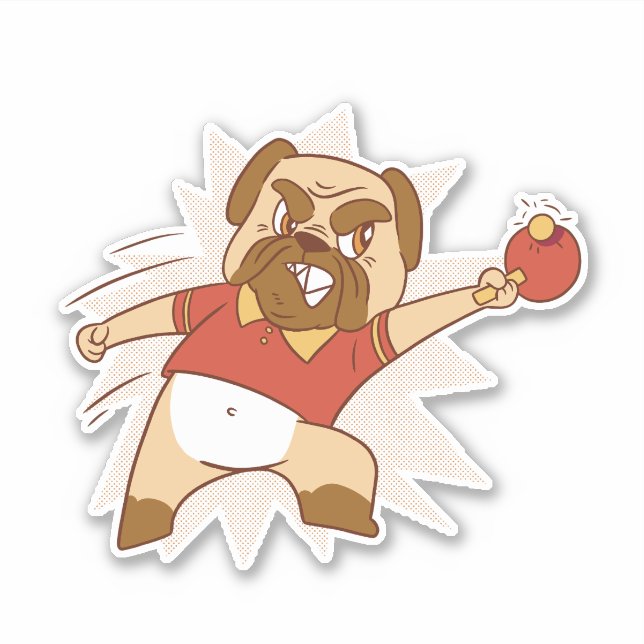 PEGATINA PERRO JUGANDO PING PONG (Anverso)