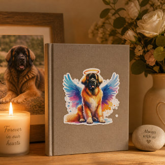Pegatina Perro Leonberger Ángel Acuarela