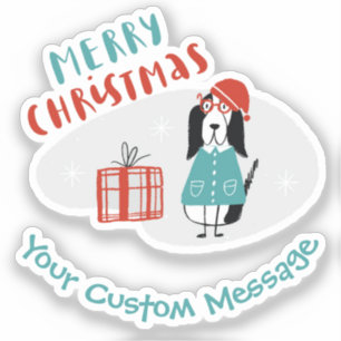 Pegatina Perro navidad personalizado