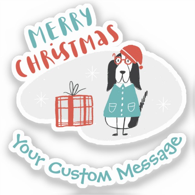 Pegatina Perro navidad personalizado (Anverso)