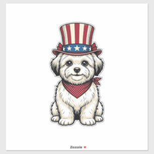 Pegatina Perro Patriótico Diseño Vectorial de Grabado Vinta