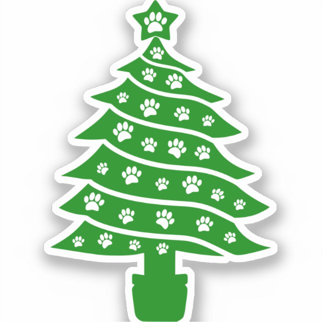 Pegatina Perro Paw Imprimir árbol verde de Navidad (Anverso)