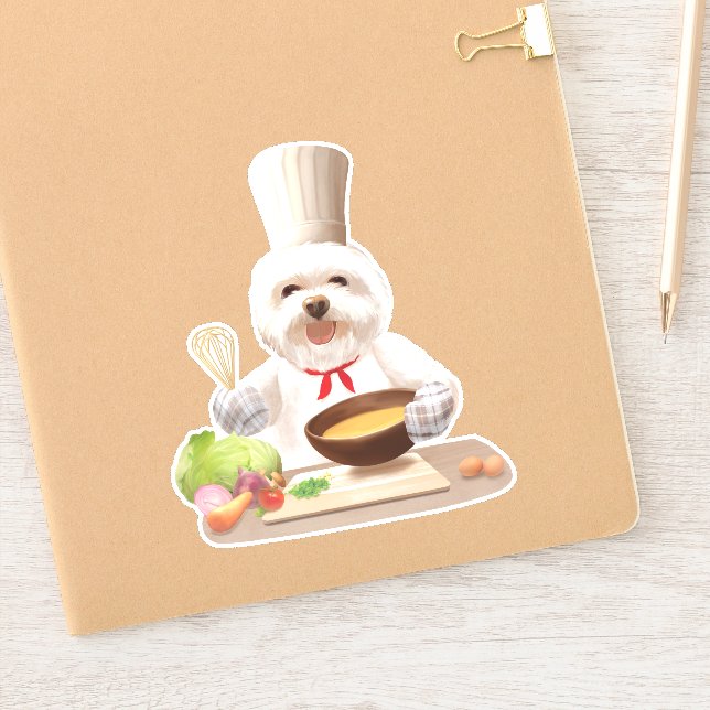 Pegatina Perro pequeño chef (Cuaderno)