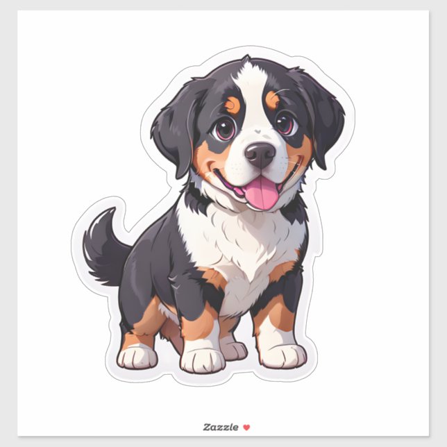Pegatina Perro picante de montaña de Cute Bernese (Hoja)