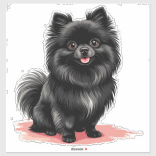 Pegatina Perro Pomerania Negro Encantador