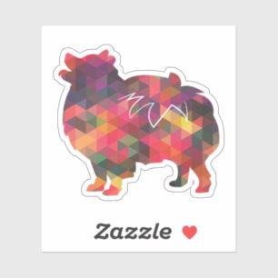 Pegatina Perro Pomerania Raza Geo Silhouette Multi