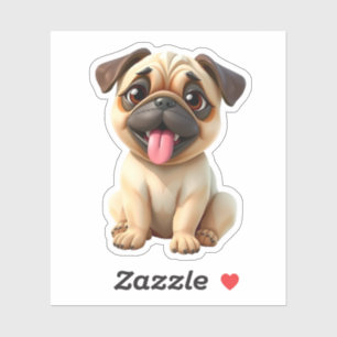 Pegatina Perro Pug Adorable