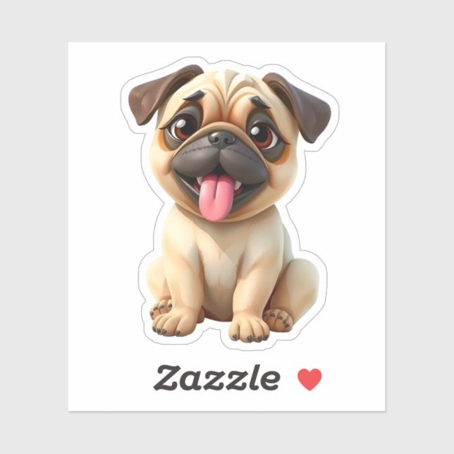 Pegatina Perro Pug Adorable (Hoja)