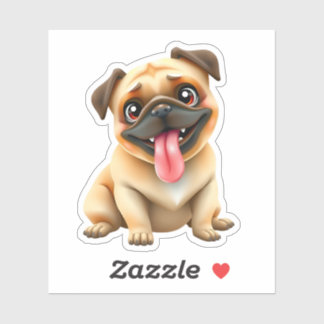 Pegatina Perro Pug Adorable