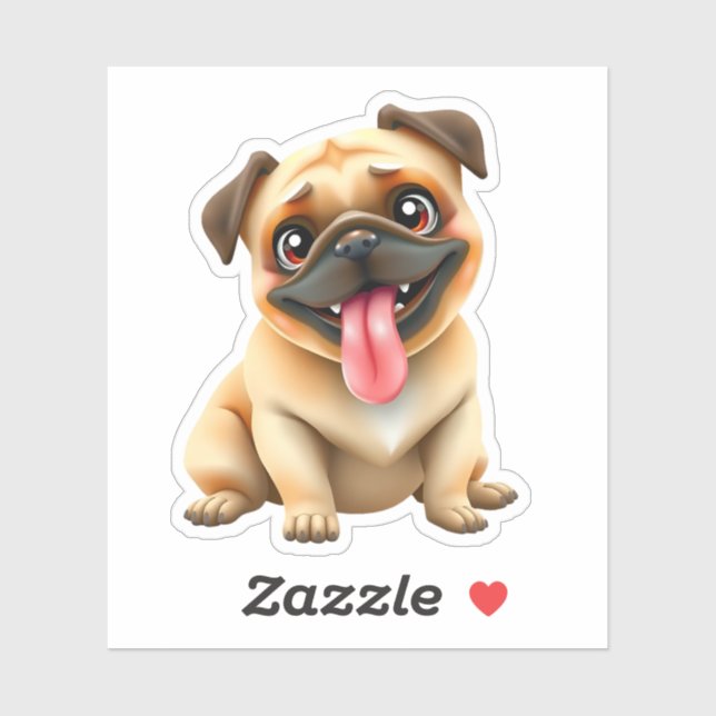Pegatina Perro Pug Adorable (Hoja)