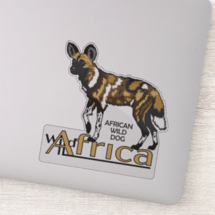 Pegatina Perro salvaje africano. África salvaje