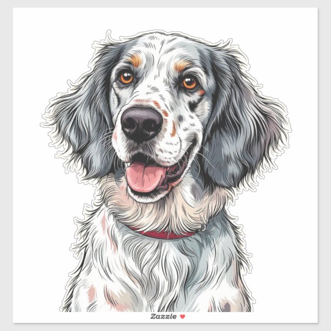 Pegatina Perro Setter Inglés Alegre (Hoja)
