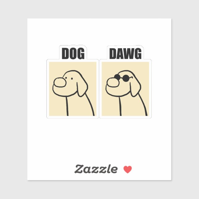 Pegatina Perro y dawg cute Perro picado (Hoja)