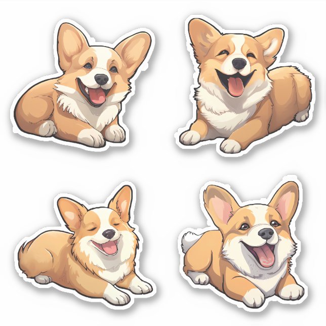 Pegatina perros adorables jolly corgi puppy (Anverso)