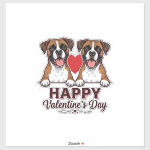Pegatina Perros Boxer Feliz Día de San Valentín Vintage