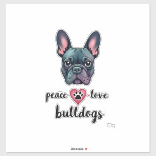 Pegatina Perros Bulldog Amor Paz Galaxia Vintage Bulldog Fr