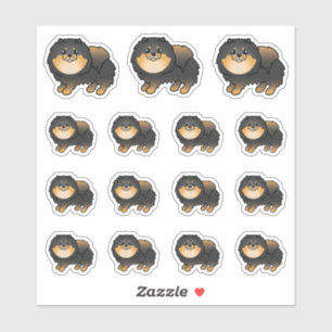 Pegatina Perros De Caricatura Negros Y Tan Pomeranianos