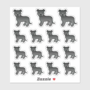 Pegatina Perros de dibujos animados adorables Staffordshire