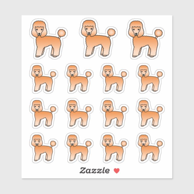 Pegatina Perros de dibujos animados Apricot Toy Poodle Cute (Hoja)