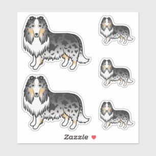 Pegatina Perros de dibujos animados Blue Merle Rough Collie