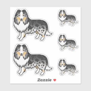 Pegatina Perros de dibujos animados Blue Merle Shetland She