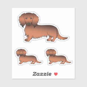 Pegatina Perros de dibujos animados Dachshund de pelo largo