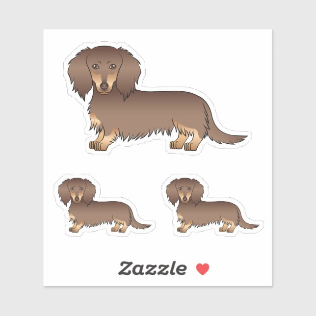 Pegatina Perros de dibujos animados Dachshund de pelo largo (Hoja)