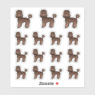 Pegatina Perros de dibujos animados lindos caniches marrone