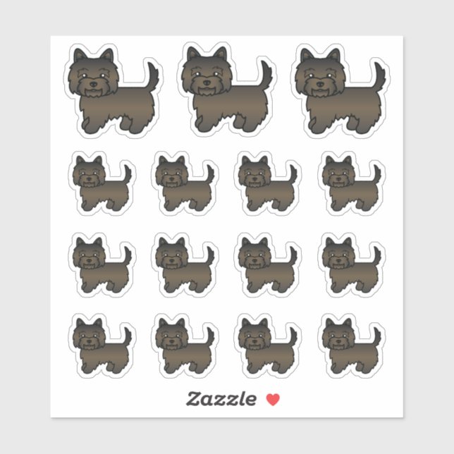 Pegatina Perros de dibujos animados lindos de Cairn Terrier (Hoja)