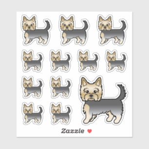 Pegatina Perros de dibujos animados Yorkshire Terrier azule