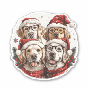 Pegatina Perros recuperadores de oro de navidades