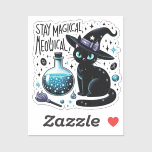 Pegatina Perseverar mágico meowgical bruja gato negro lindo