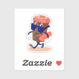 Pegatina Personaje de café Guay y divertida