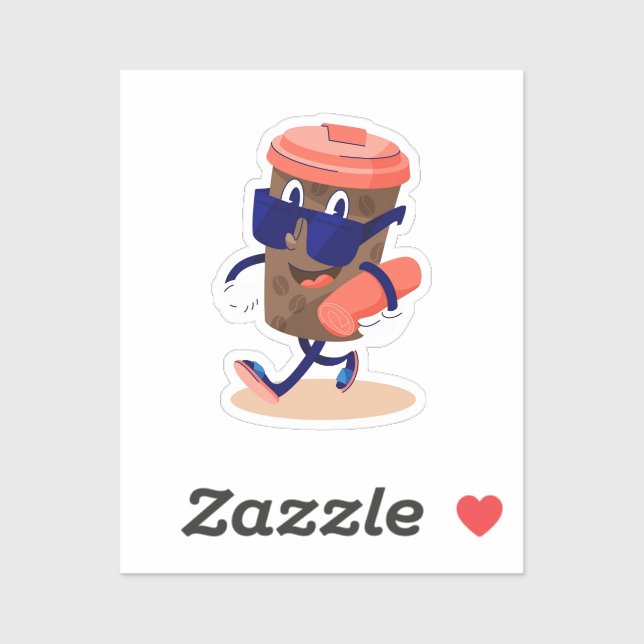 Pegatina Personaje de café Guay y divertida (Hoja)