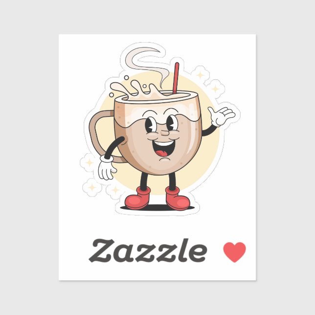 Pegatina Personaje de café juguetón y adorable (Hoja)
