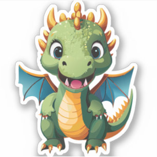 Pegatina Personaje de dibujos animados de dragón bebé lindo