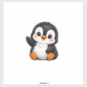 Pegatina Personaje de dibujos animados de pingüino bebé lin