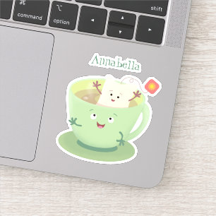 Pegatina Personaje de dibujos animados de taza de bolsita d