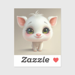 Pegatina Personaje de dibujos animados de un gatito blanco 
