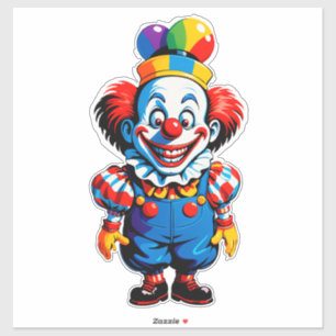 Pegatina Personaje de payaso de circo con traje colorido