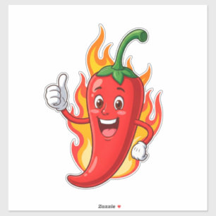 Pegatina Personaje de pimiento de fuego de dibujos animados