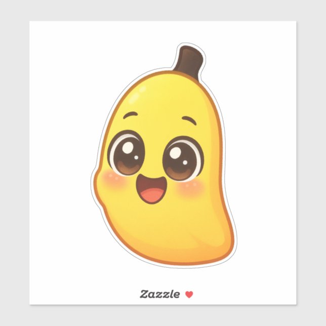 Pegatina Personaje de plátano Kawaii Lindo (Hoja)