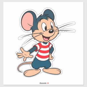 Pegatina Personaje de ratón de dibujos animados alegre
