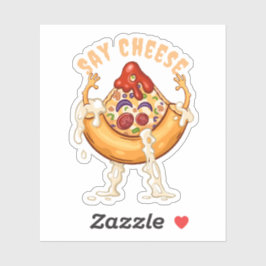 Pegatina Personaje de rebanada de pizza Say Cheese