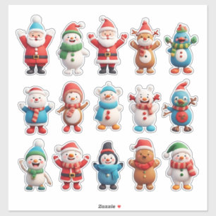 Pegatina Personajes alegres de Navidad
