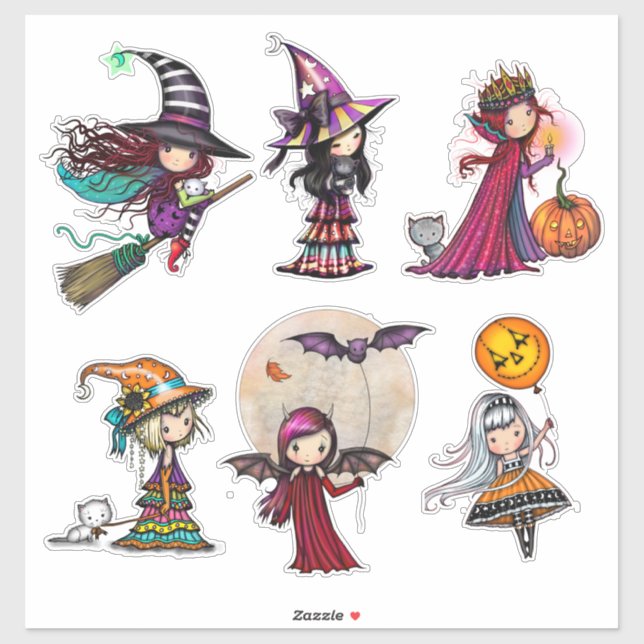 Pegatina Personajes caprichosos de Halloween de Molly Harri (Hoja)