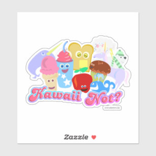 Pegatina Personajes de comida felices y lindos Kawaii sin e