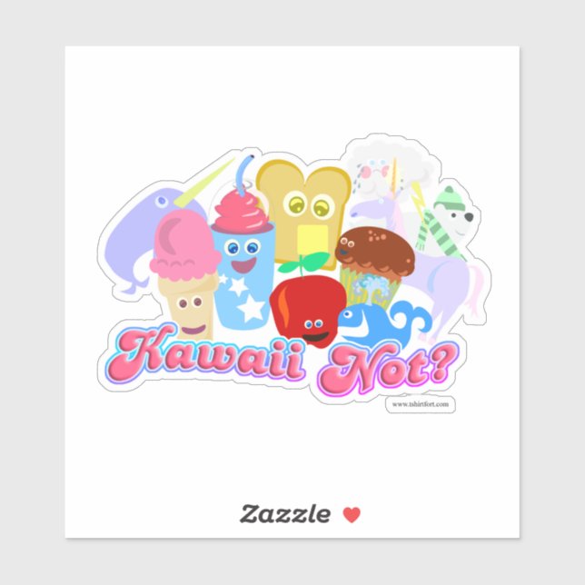 Pegatina Personajes de comida felices y lindos Kawaii sin e (Hoja)