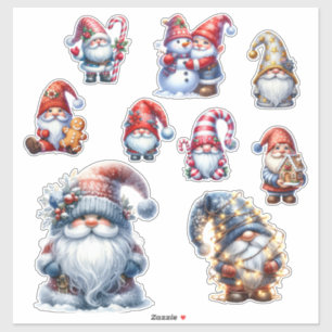 Pegatina Personajes Navideños Festivos Santa Elfo Gnomos Mu