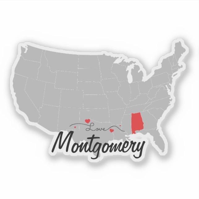 Pegatina Personalice - Montgomery, Mapa de Alabama, Estados (Anverso)